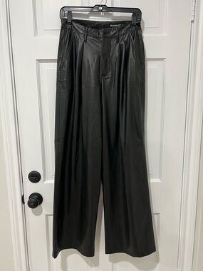 Wide-Leg Faux Leather  Pants
